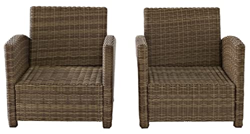 Crosley Furniture Bradenton 2-Piece Outdoor Chair Set Brown with Gray Cushions