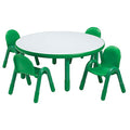 Children's Factory Angeles Baseline 36" Round School Table & 4 Chairs Set Green