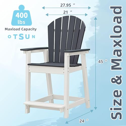 OTSUN Outdoor Tall Adirondack Chairs Set of 4 Light Grey