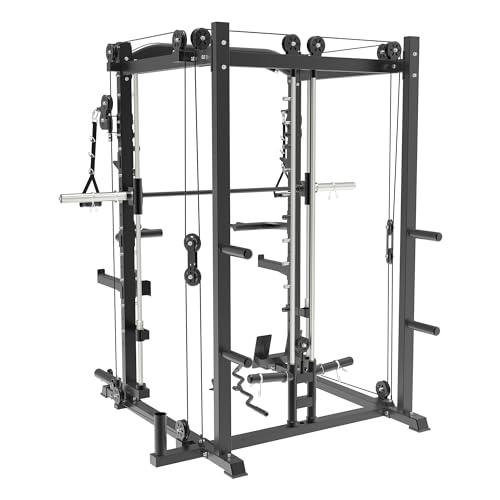 RitKeep Fitness PMAX-4550 Black Combo Smith Machine Training System Red Bench