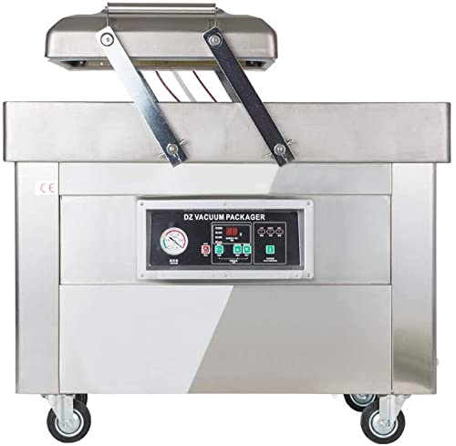INTSUPERMAI Commercial Two Chamber Vacuum Sealer Stainless Steel Silver