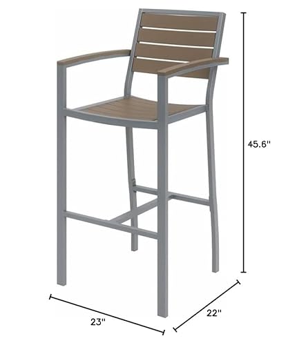 Home Square 29.5" Bar Stool Set of 3 Mocha Silver