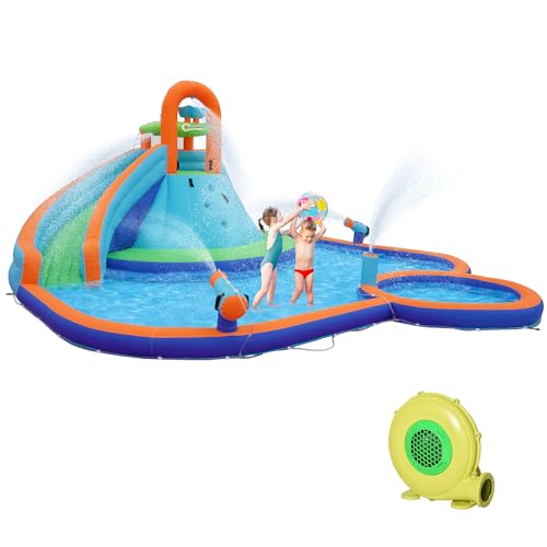Outsunny Kids Inflatable Water Slide 4-in-1 Bounce House Multi-Colored