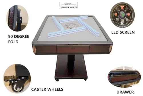 usamjtable American Style Ultra-Thin Automatic Mahjong Table with 36mm Numbered Tiles and Reversible Cover