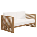 Modway Carlsbad Modern Teak Wood Fabric Patio Loveseat Natural White