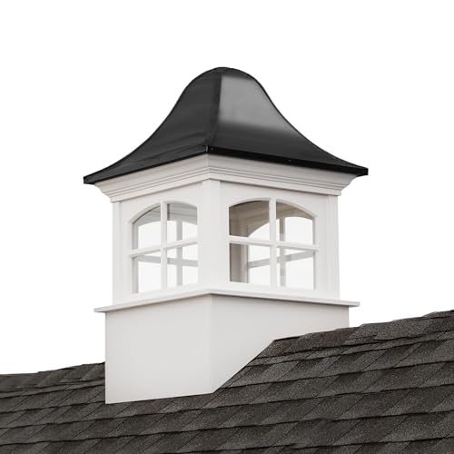 Good Directions Greenwich Vinyl Aluminum Roof Cupola 54" Square x 87" High White and Black