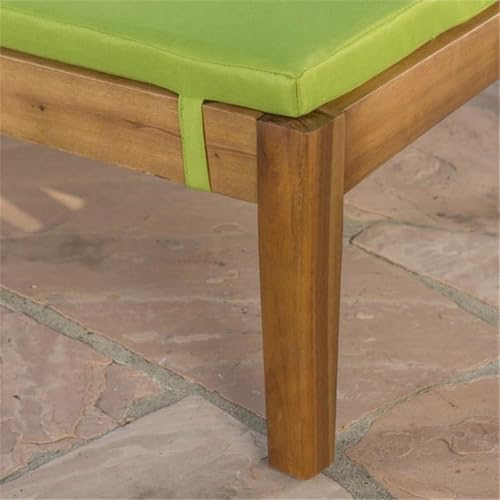 Great Deal Furniture Outdoor Teak Finish Chaise Lounge with Green Cushion - Set of 4