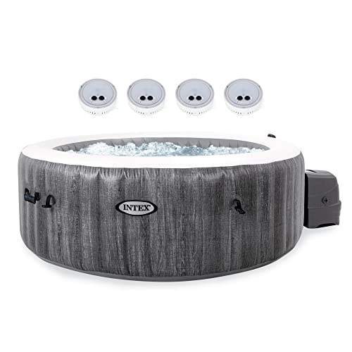 Intex PureSpa Plus Inflatable Hot Tub with LED Light Gray