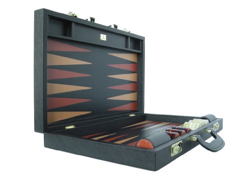 Zaza & Sacci Genuine Leather Backgammon Attache 23" Double-Grip Handle Black