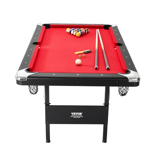 VEVOR Portable Foldable Billiards Table Set 6.3 ft Red + Black
