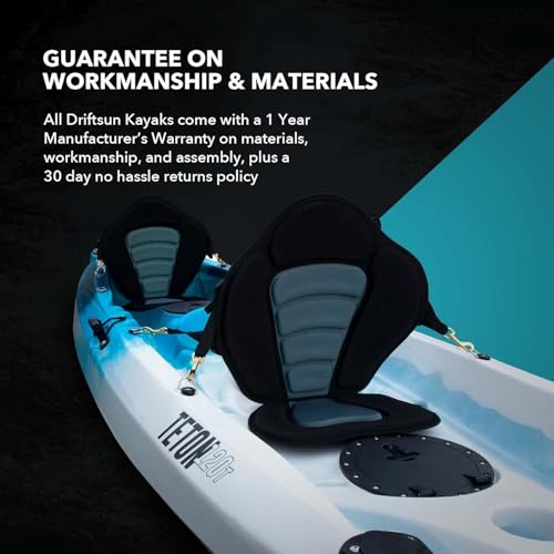 Driftsun Teton 120 Hard Shell Kayak for 2-3 People with Paddles Gray & White