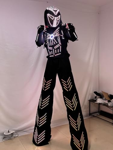 Earthradius LED Robot Costume Suit with Gloves & Lighted Helmet Multicolored Medium