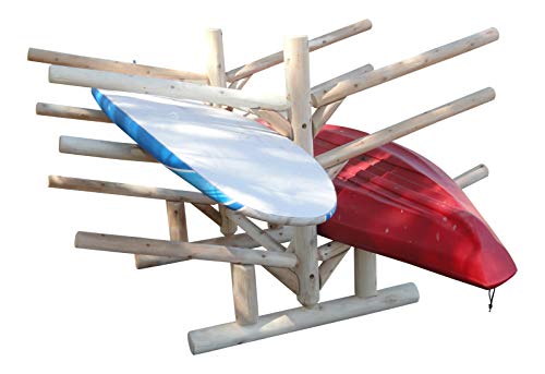 Log Kayak Rack 2 Canoe + 2 Kayak + 2 SUPS Rack Natural