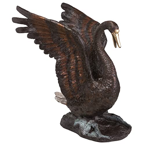 Design Toscano Grace and Beauty Grand Swan Cast Bronze Garden Statue Brown