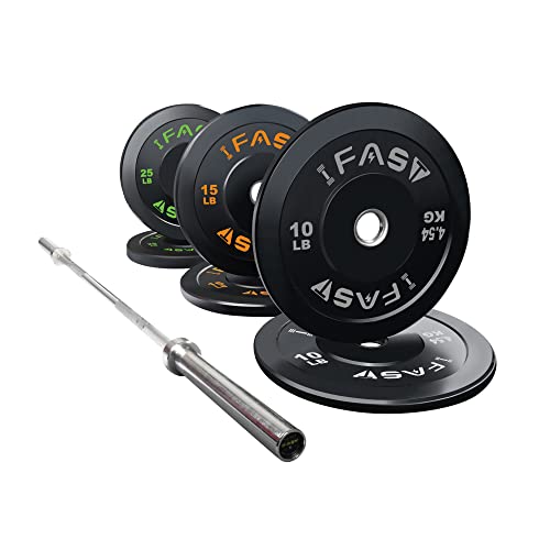 IFAST Home Gym 100LB Olympic Weight Set with 7Ft Barbell Bar