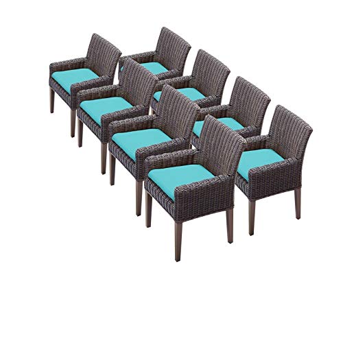 TK Classics TKC Venice Wicker Patio Arm Dining Chairs Set of 8 Aruba