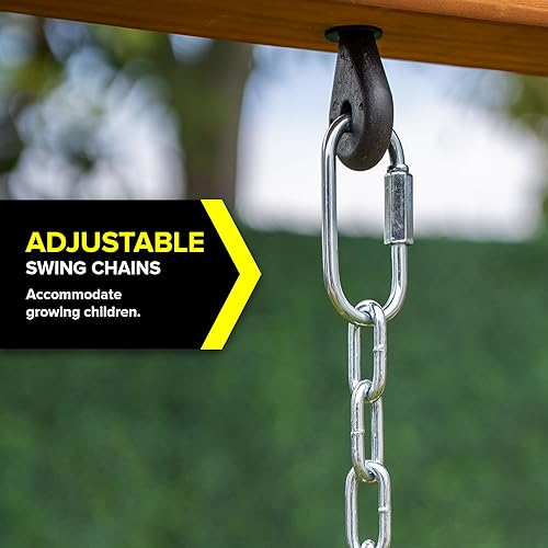 Sportspower Augusta Wooden Swing Set with Slide Yellow/Blue