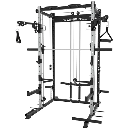 EonfitOmni Power Rack Smith Machine for Home Gym System Black