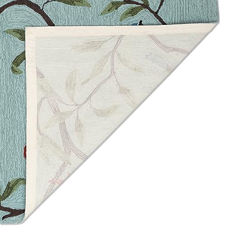 Liora Manne Aqua Ravella Birds on Branches Indoor/Outdoor Rug 8'3" x 11'6" Blue