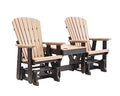 EcOasis Grand Lake Amish Crafted Poly Outdoor Adirondack Double Glider Weatherwood on Black