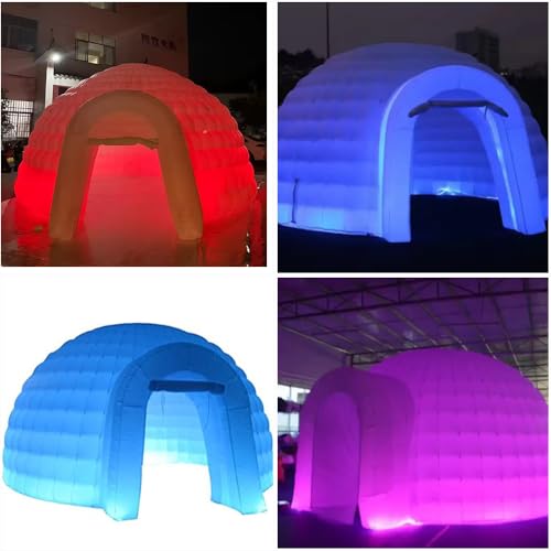 Younghome Inflatable Igloo Dome Tent with RGB LED Lights White