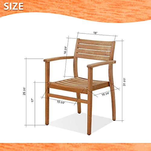 Amazonia Teak Coventry 2-Piece Stacking Chairs Light Brown
