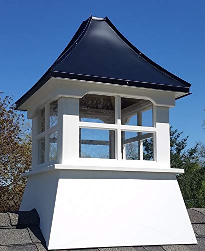 Accentua Monterey Cupola 24 in. Square 39 in. High White with Black Aluminum Roof