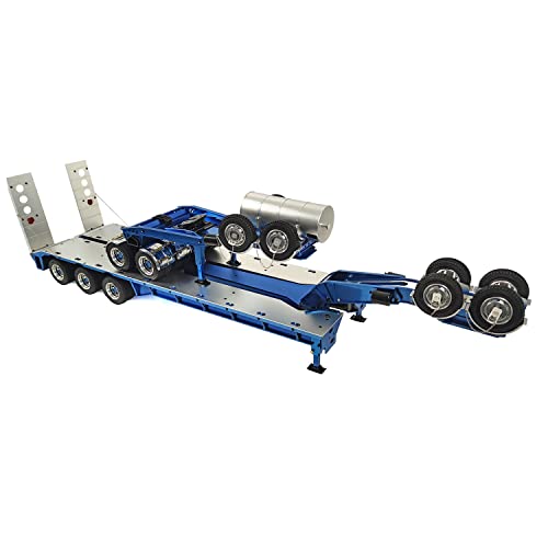TOUCAN RC HOBBY JDMODEL 1.5M Metal Trailer for 1/14 Tractor Truck Blue Silver