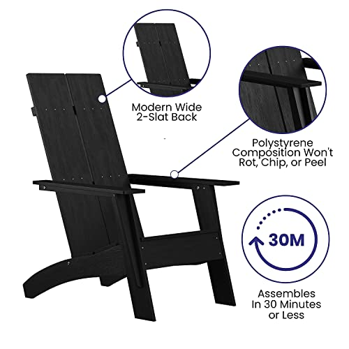 Flash Furniture Set of 2 Sawyer Modern Adirondack Chairs Black