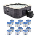 Intex PureSpa Plus Greystone Inflatable Square Outdoor Hot Tub Spa Gray