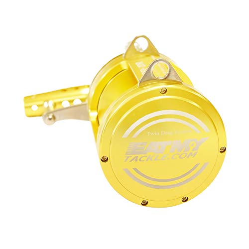 EAT MY TACKLE 50 Wide 2 Speed Reel with 80-100 lb Bent Butt Tournament Rod Blue
