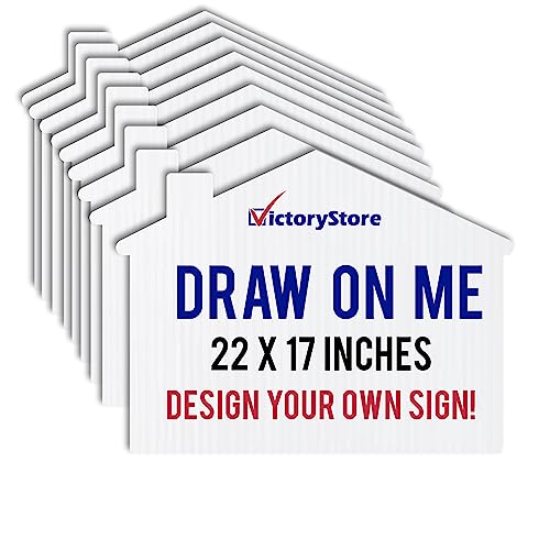 VictoryStore 22” x 17” House Shaped Blank Yard Signs White