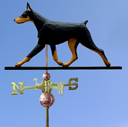 Doberman Pinscher Hand Carved & Painted Weathervane Black & Tan 22 Inch