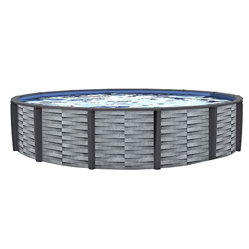 Blue Wave NB19835 Affinity 30-ft Round 52-in Deep 7-in Top Rail Resin Above Ground Swimming Pool Gray