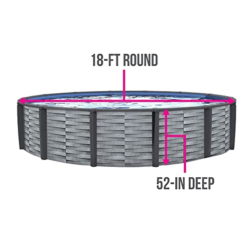 Blue Wave NB19833 Affinity 18-ft Round 52-in Deep Above Ground Swimming Pool Gray