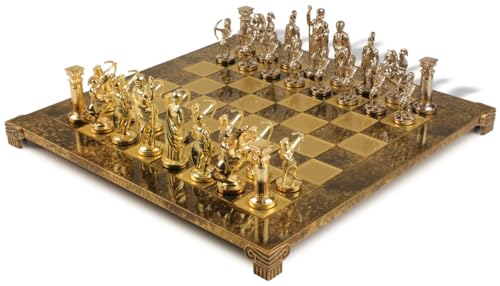 The Chess Store Archers Theme Chess Set Bronze & Blue Copper Pieces Brown Board
