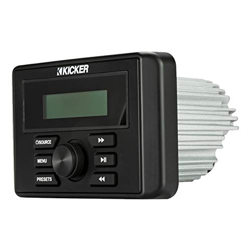 KICKER All-Weather Marine Bluetooth AM/FM Receiver with Remote & 4x 6.5" LED Tower Speakers White