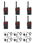 SR-Moto MEVX-S24-BLK UHF Portable Radio 403-470MHz 3W 256 Channel with D-Ring Headset (6 Pack)