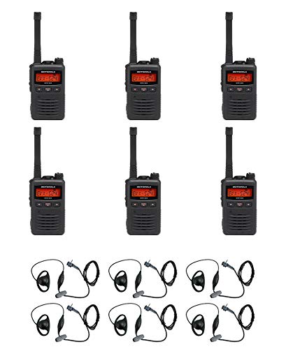 SR-Moto MEVX-S24-BLK UHF Portable Radio 403-470MHz 3W 256 Channel with D-Ring Headset (6 Pack)