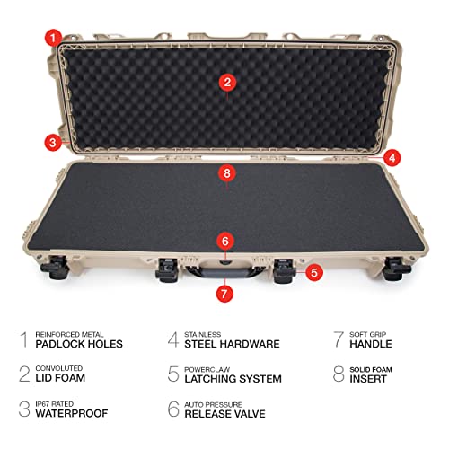 Plasticase Nanuk 990 Waterproof Professional Gun Hard Case with Foam Insert and Wheels Tan