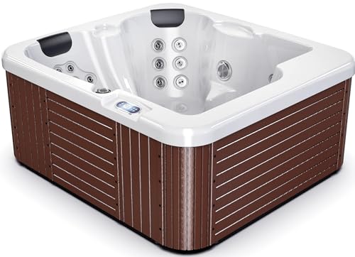 Luxuria Spas Monterey 3-Person 32-Jet Plug and Play Hot Tub with Lounge Homemade White/ Coffee