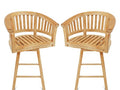 Windsor Teak Furniture Premium Grade A Teak Kensington Curved Arm Swivel Bar Chair Set of 2