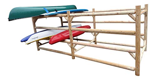 Log Kayak Rack 24-Kayak or Multiple Canoe and Kayak Storage Rack Natural