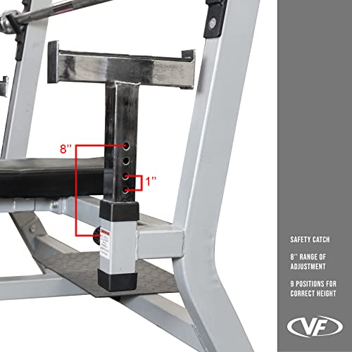 Valor Fitness Olympic Weight Bench Press Station - Spotter Arms | Adjustable Safety Catch Max 500 lbs - Power Lifting Home Gym Workout Equipment BF-48 Metallic Grey and Black