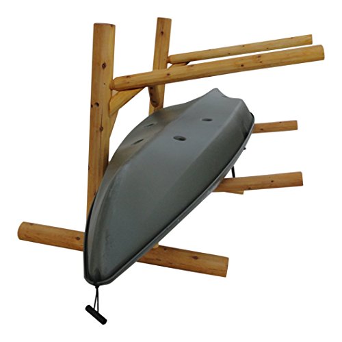 Log Kayak Rack Freestanding 2-Place Kayak Storage System Natural Finish