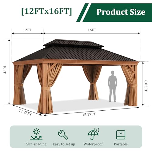 Sonegra 12' x 16' Hardtop Gazebo Brown