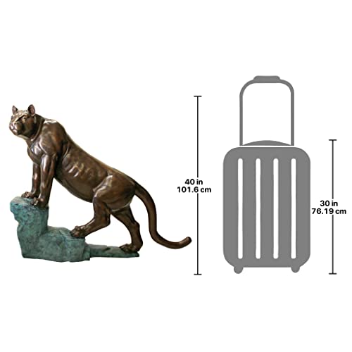 Design Toscano Cougar on a Rock Cast Bronze Garden Statue Two Tone Bronze & Verdigris