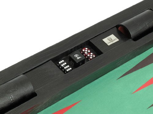 Zaza & Sacci Leather/Microfiber Table Top Backgammon Set 26" Extra Large Black