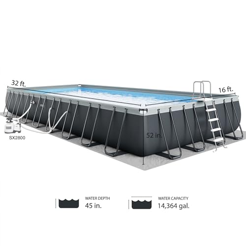 Intex Ultra XTR Deluxe Rectangular Above Ground Pool Set 32ft x 16ft x 52in with Sand Filter Pump Gray