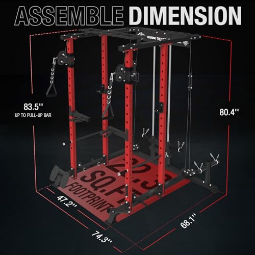 Mikolo Power Cage with LAT PullDown, Cable Crossover & Pulley System Red